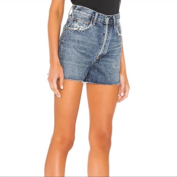 Agolde Dee Super High-Rise Denim Shorts in color precision, size 26 - Picture 2 of 8